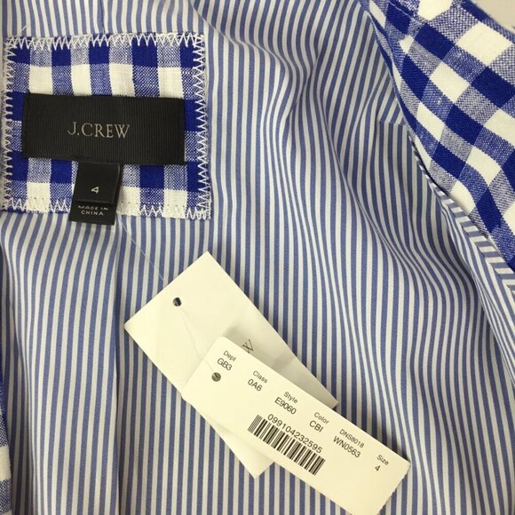 J. Crew NWT Campbell 100% Linen Blazer Jacket Blue White Gingham Size 4 - Picture 8 of 9